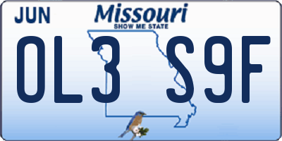 MO license plate OL3S9F