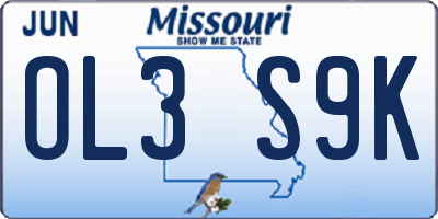 MO license plate OL3S9K