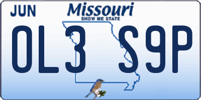 MO license plate OL3S9P