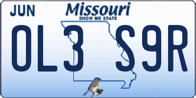 MO license plate OL3S9R