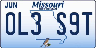 MO license plate OL3S9T