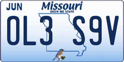 MO license plate OL3S9V