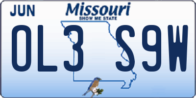 MO license plate OL3S9W