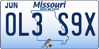 MO license plate OL3S9X