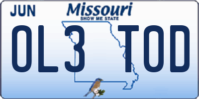 MO license plate OL3T0D
