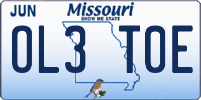 MO license plate OL3T0E