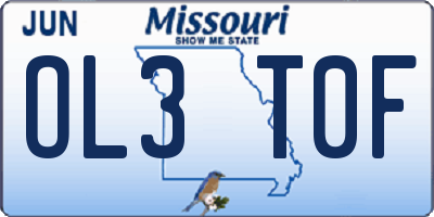 MO license plate OL3T0F