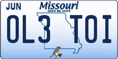MO license plate OL3T0I