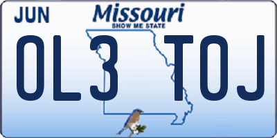 MO license plate OL3T0J