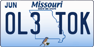 MO license plate OL3T0K