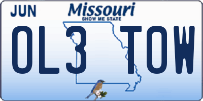 MO license plate OL3T0W