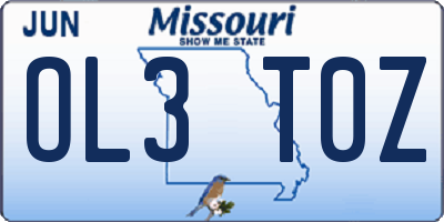 MO license plate OL3T0Z