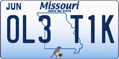 MO license plate OL3T1K
