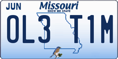 MO license plate OL3T1M