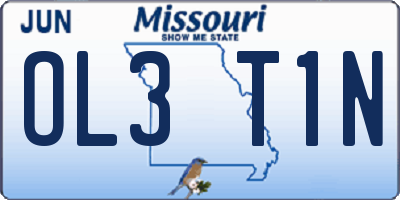 MO license plate OL3T1N