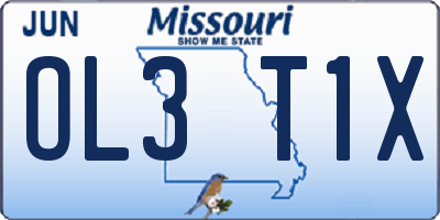 MO license plate OL3T1X