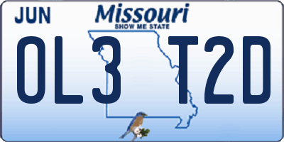 MO license plate OL3T2D