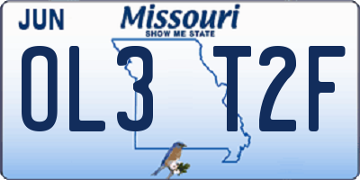 MO license plate OL3T2F