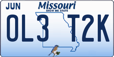 MO license plate OL3T2K