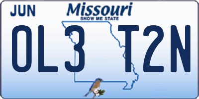 MO license plate OL3T2N
