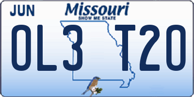 MO license plate OL3T2O