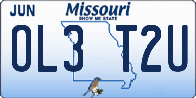 MO license plate OL3T2U