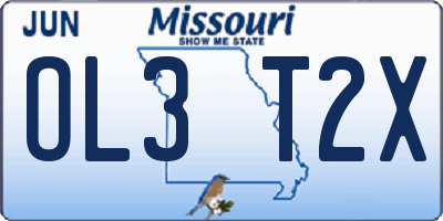 MO license plate OL3T2X