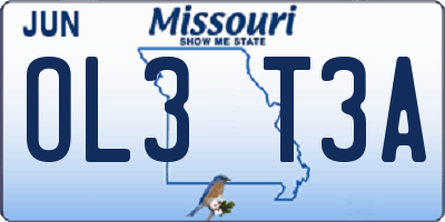 MO license plate OL3T3A