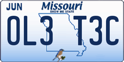 MO license plate OL3T3C