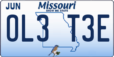 MO license plate OL3T3E