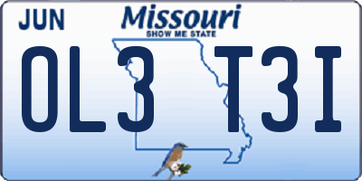 MO license plate OL3T3I