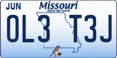 MO license plate OL3T3J