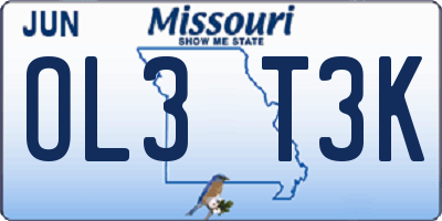 MO license plate OL3T3K