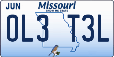 MO license plate OL3T3L