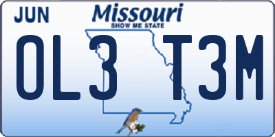 MO license plate OL3T3M