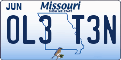 MO license plate OL3T3N