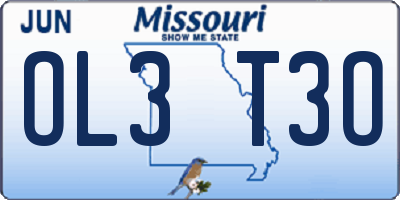 MO license plate OL3T3O