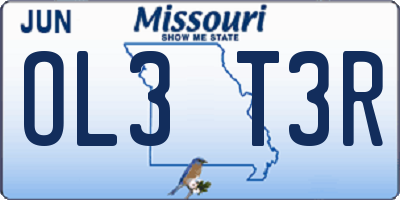 MO license plate OL3T3R