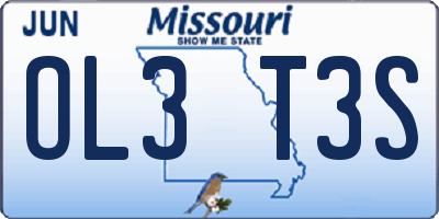 MO license plate OL3T3S