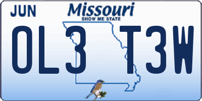 MO license plate OL3T3W