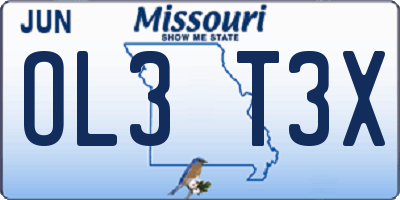 MO license plate OL3T3X