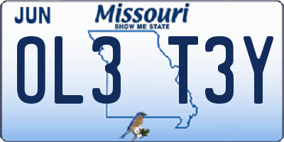 MO license plate OL3T3Y