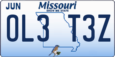 MO license plate OL3T3Z
