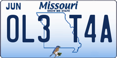 MO license plate OL3T4A