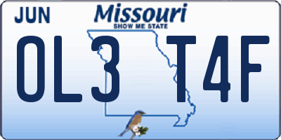 MO license plate OL3T4F