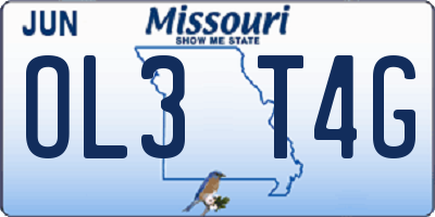 MO license plate OL3T4G