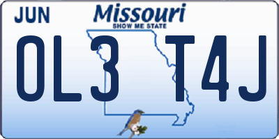 MO license plate OL3T4J