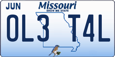 MO license plate OL3T4L