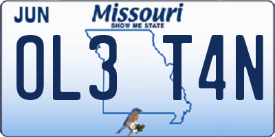 MO license plate OL3T4N