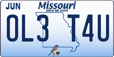 MO license plate OL3T4U